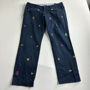 POLO RALPH LAUREN Chino Pants All Over Print Blue Mens Size 38x30 Embroidered